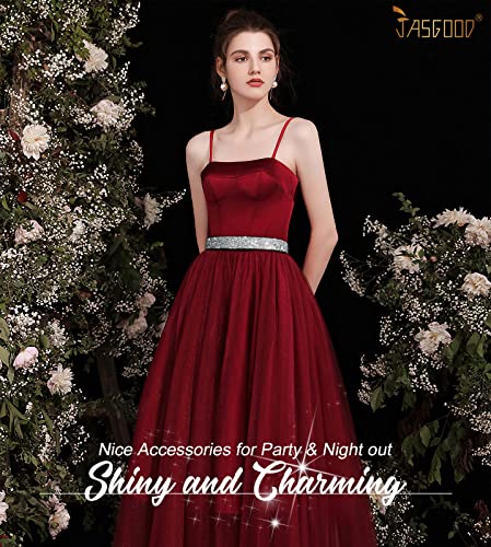 Jasgood Rhinestone Elastic Belt For Women,Stretchy Shiny Crystal Belt Bling Wide Waist Belt For Women Dress #TOP4