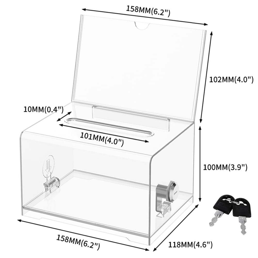 Spendenbox Losbox Boîte de rangement verrouillable Transparent-1