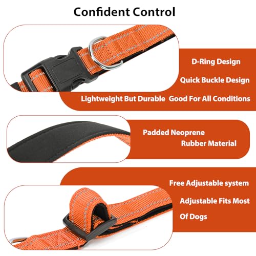 Image of Reflective Dog Collar, Adjustable Nylon for Medium Dogs,Orange