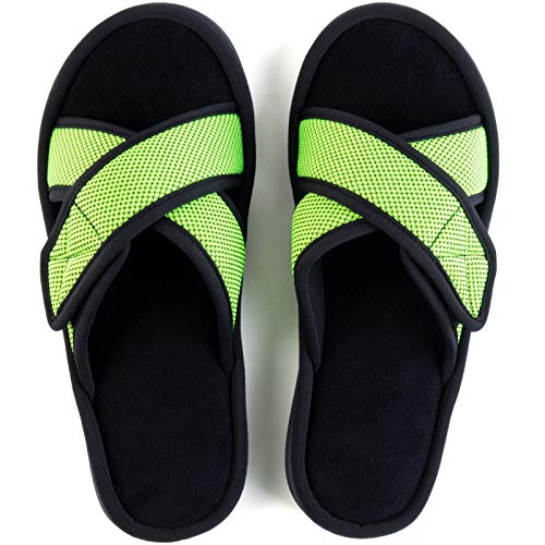 ULTRAIDEAS Herren Verstellbare Sandalen Slipper mit Memory Foam, Sommer Kreuzriemen Hausrutschen, Grün , 45/46 EU Cover