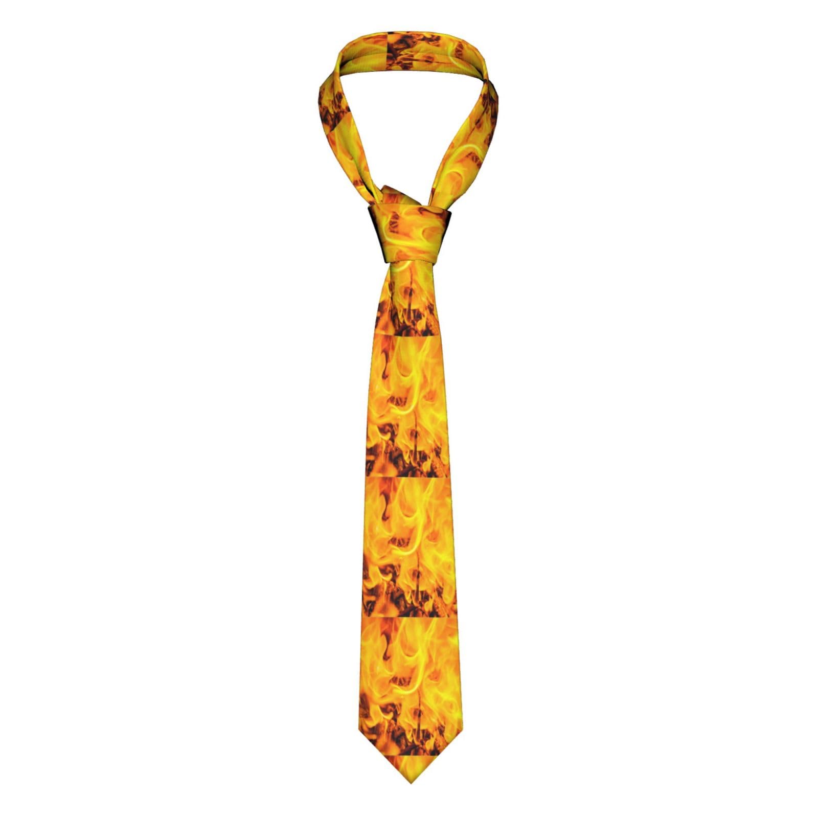 KONGNY Fire And Flames Mens Ties Men's Neckties Polyester Novelty Skinny Tie For Wedding Party Groom Groomsmen