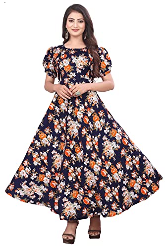 Image of FLARED ALINE MAXI DRESS WITH FLORAL PRINT FOR WOMEN