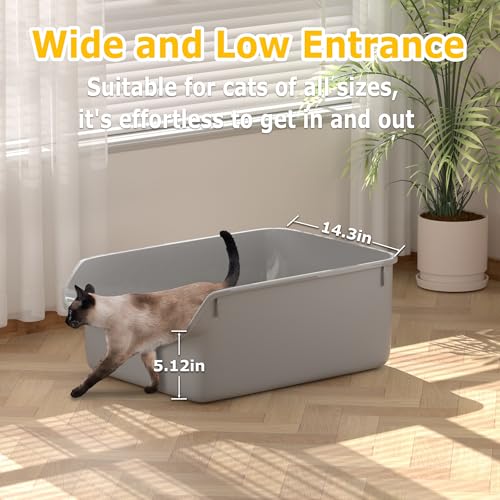 Arenero grande para gatos con lados altos y entrada baja miniatura 2