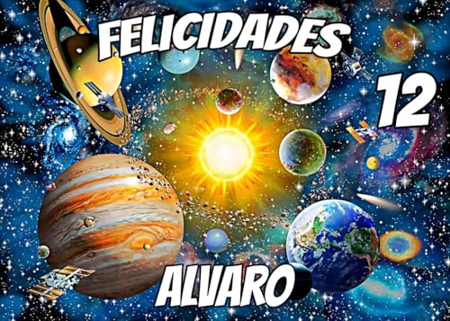 MDA Foto Comestible, OBLEA o Papel de AZÚCAR, UNIVERSO, GALAXIA, Personalizada Foto con Nombre, Edad y Texto, para Tartas y Magladenas de Cumpleaños, Varios Tamaños. Rectangular