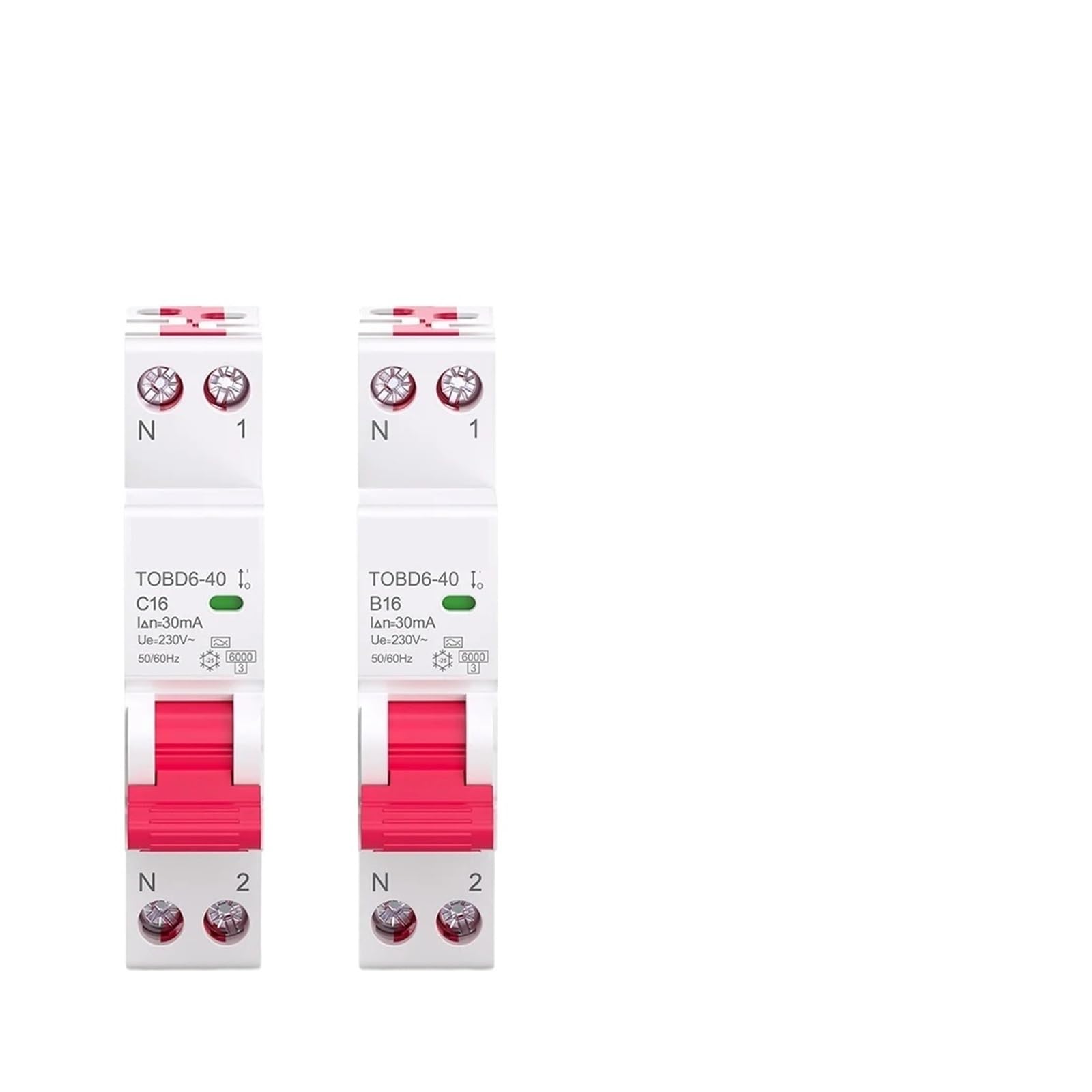Disyuntor RCBO Tipo A 6kA 30mA/10mA 16A,25A,32A,40A 1P+N Con Protección Contra Sobrecargas Y Fugas(30mA,B16A)