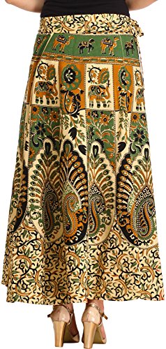 Cream Floral Printed Wrap-Around Long Skir4