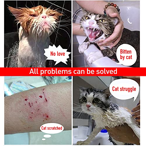 Image of 3 Pieces Cat Bathing Bag Cat Shower Net Bag with Cat Shell Comb, Anti-Bite Anti-Scratch Adjustable Breathable Mesh Grooming Carrier Bag for Pets, Bathing, Nail Trimming, Feeding Medicine, Ear Clean