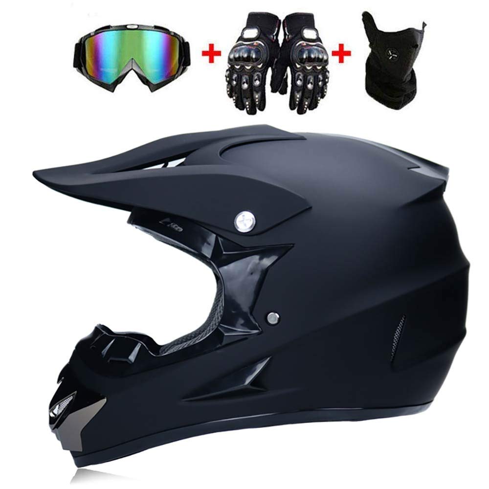 Casco de motocross para jóvenes, casco todoterreno con certificación DOT unisex, casco de moto con guantes y máscara, juego de 4 piezas de casco de bicicleta de montaña