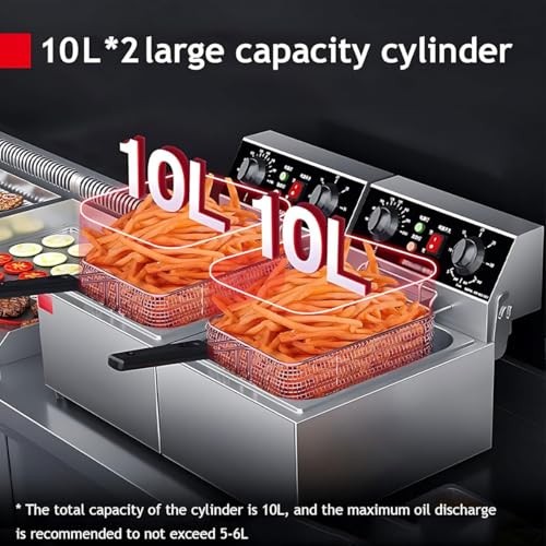 Freidora de encimera con cesta y tapa de acero inoxidable 20L 3