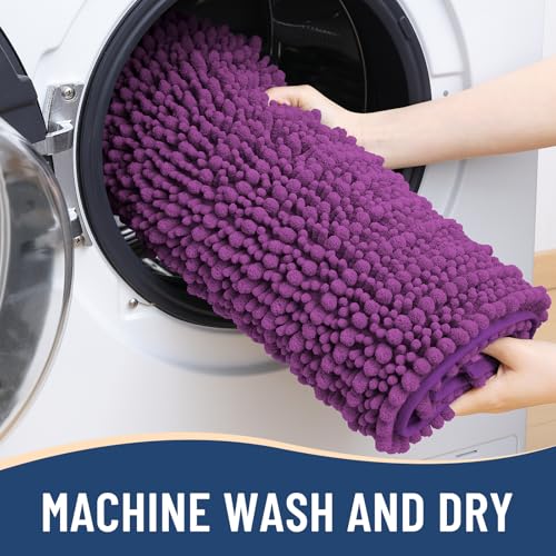 Image of Arotive Luxury Small Bathroom Rugs 24x16, Extra Soft Thick Absorbent Shaggy Chenille Bath Rugs, Machine Wash Dry, Bath Mats for Bathroom Floor, Tub and Shower, Home Decor Accessories, Purple