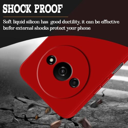Image of Back Cover for Mi Redmi A3 4G / Poco C61 4G | Full Camera Protection | Premium Liquid Silicon Case | Flexible Bumper Case for Mi Redmi A3 4G / Poco C61 4G (Red)