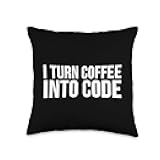 I Turn Coffee Into Code - Coding Developer Funny Throw Pillow