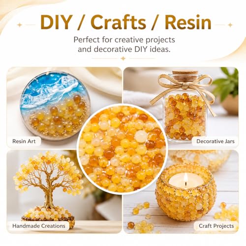 Image of Polished Yellow Agate Crystal Chips 200 Pcs - 0.3 inch 10 oz Tumbled Stone Chips Crushed Sea Glass Stones Healing Reiki Quartz Crystal Making Home Decoration