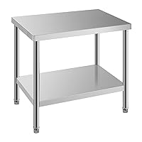 Vista 16 de Mesa de acero inoxidable para preparación y trabajo, 30 x 24 pulgadas, mesa de trabajo comercial de preparación de alimentos resistente NSF