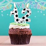 Number 7 Candles 7th Birthday Candles Soccer Happy Birthday Candle Premium Wax & 3D Diamond Design Soccer Themed Cake Topper Decorations for Men Boy Birthday Party Anniversary Celebration Supplie - Image 5