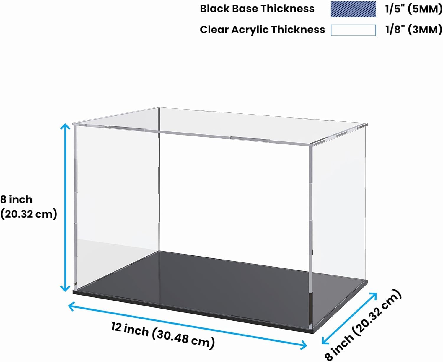 NIYANETAIL DIY Clear Acrylic Display Case for Collectibles & Action Figures – Dustproof Display Box with Black Base for Toys, Miniatures, Memorabilia, Showcase Decor (12" L x 8" W x 8" H) 1