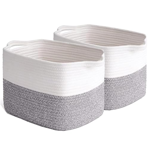 2 Pack Woven Rope Basket with Handles, 15
