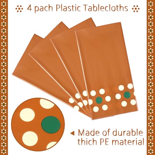 Image of Oudain 4 Pack Cielito Lindo Party Decoration Mexican Tablecloth Disposable Plastic Terracotta Mexican Cielito Lindo Baby Shower Table Decor Wedding Birthday Party Decorations(Flower,Green and Cream)