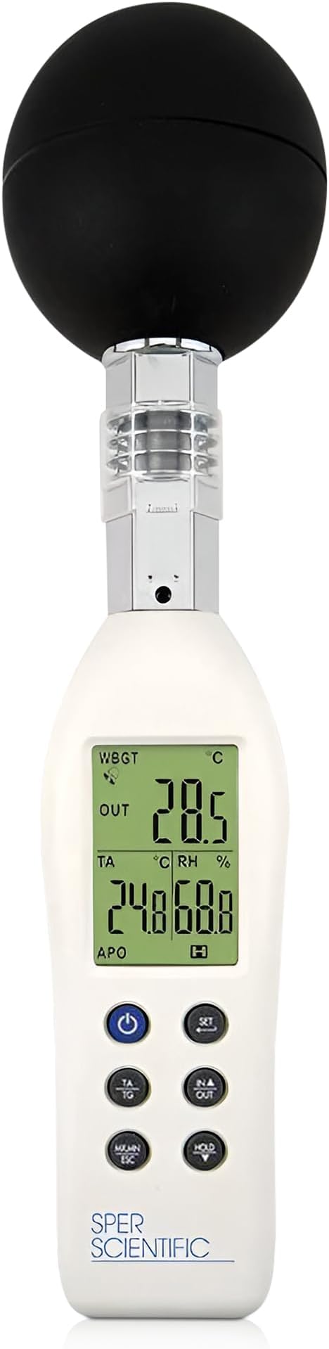 Sper Scientific Wet Bulb Globe Heat Stress Meter with Color Coded Display 801038 - Audible Alarms & Large LCD Display WBGT Monitoring for Indoor & Outdoor Use - OSHA-Compliant Heat Risk Alerts