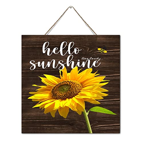 Plaque en bois Hello Sunshine pour une décoration chaleureuse et joyeuse