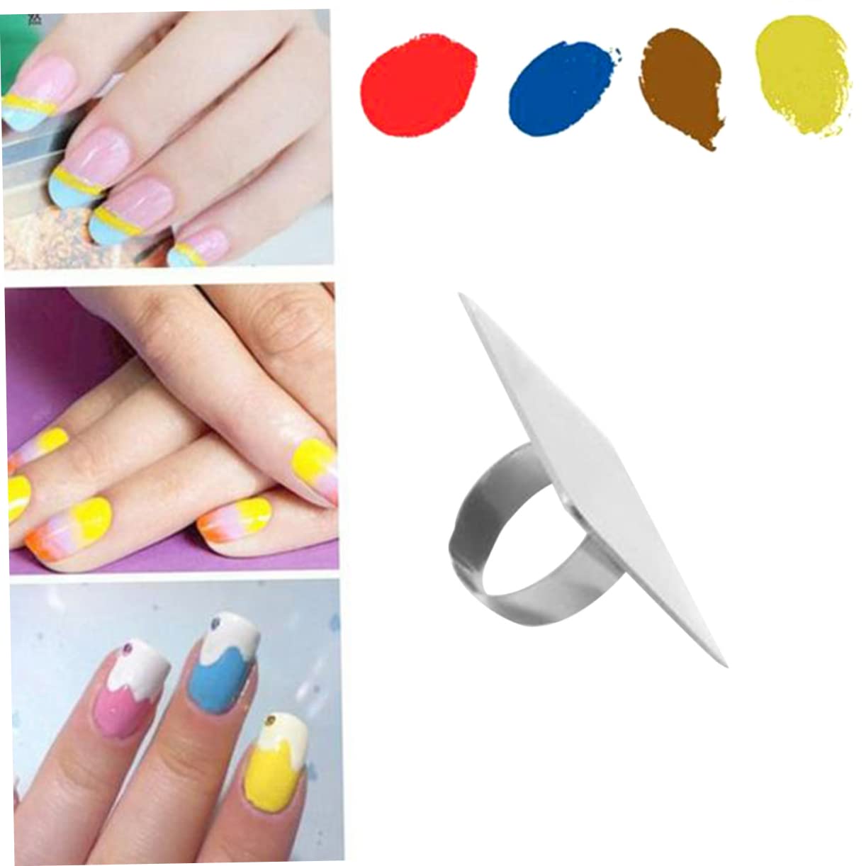 IWOWHERO Stainless Steel Nail Art Palette Ring Gel Nail Polish Manicure Tool Nail Polish Tte Manicure Diy Set