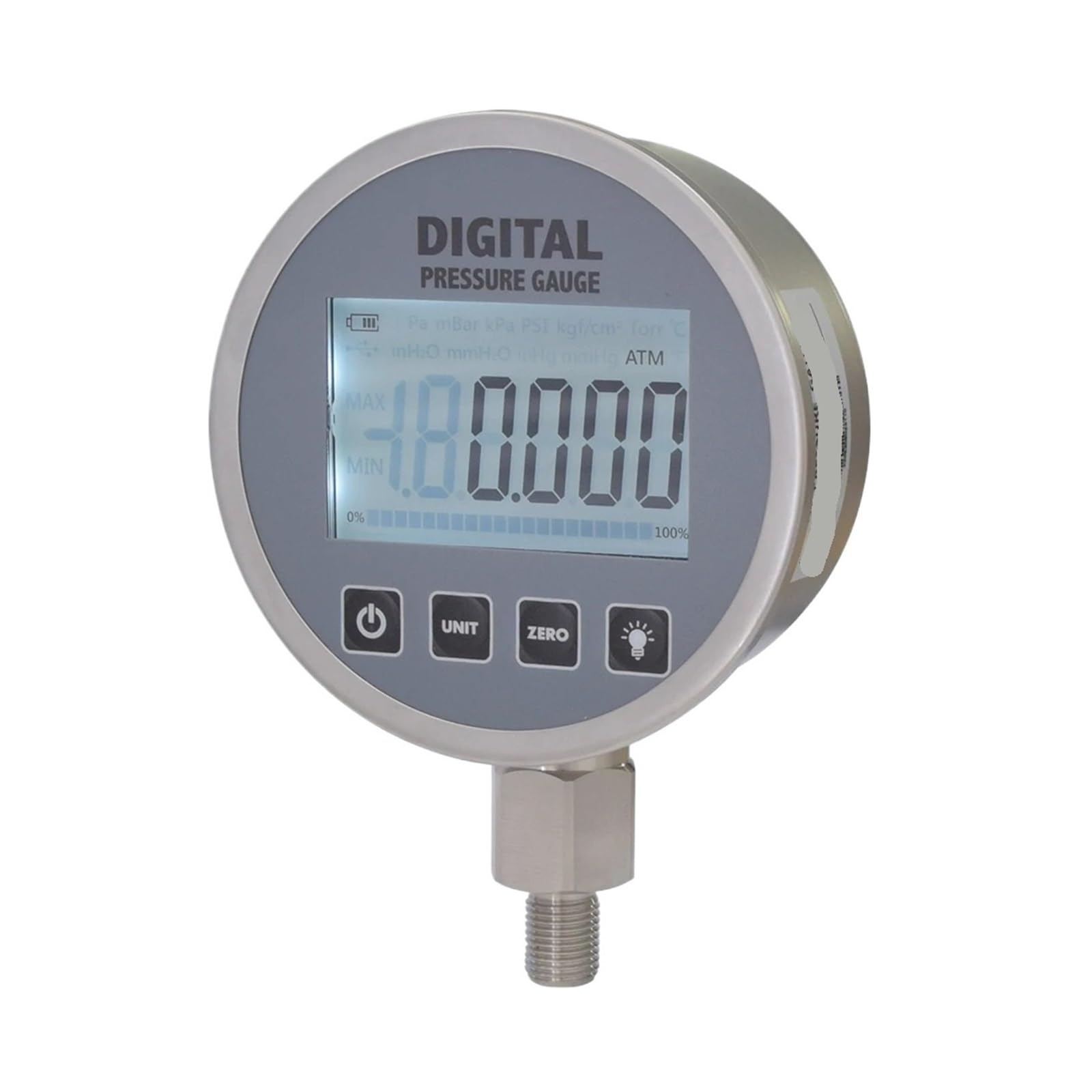 Digitales Manometer, Genauigkeit 0,4, Edelstahl-Manometer G1/2 105 mm for Öl-Wasser-Messung(0-250Kpa)