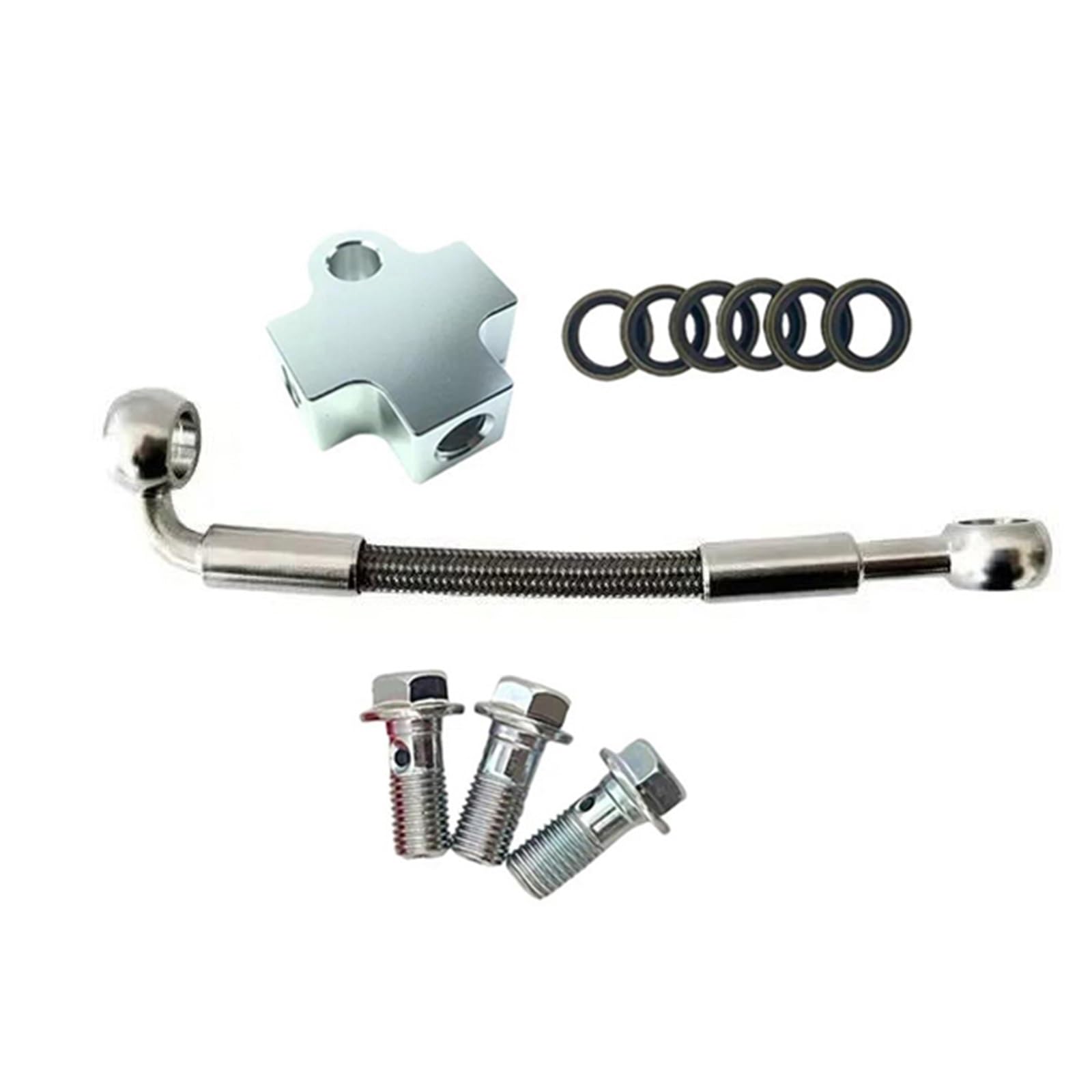 Hydraulic Brake Hose Motorcycle M10 0°-90° Clutch Oil Pipe Fittings 3 Way Tee Connector Adapter Hydraulic Brake Line Hose AN3 Accessories(300cm)