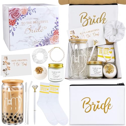 PPXMEEUDC 10 PCS Bride Gift Box Bridal Shower Gifts Bride to Be Gift Box Bachelorette Gifts for Brides Engagement Party Presents Set for Women Her Wifey Future Mrs