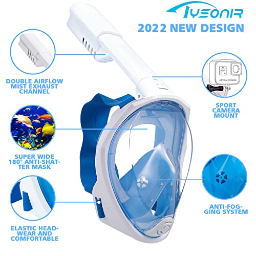 Foldable Full Face Snorkel Mask With New Safety Breathing System, 180-Degree Panoramic View, Waterproof And Anti-Fog, With Camera Stand, Universal Snorkeling Mask #TOP3