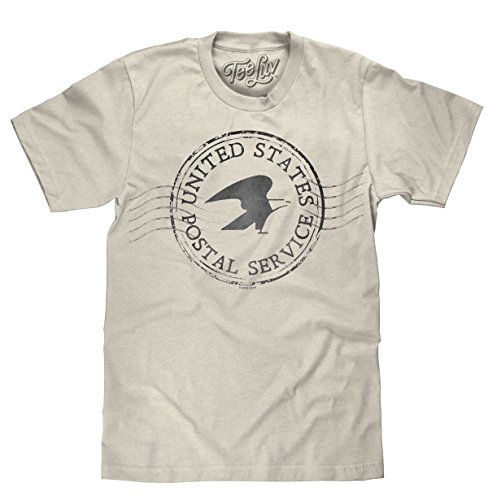 Tee Luv USPS Postmark Shirt - US Postal Service Mail Shirt (Large) Oatmeal
