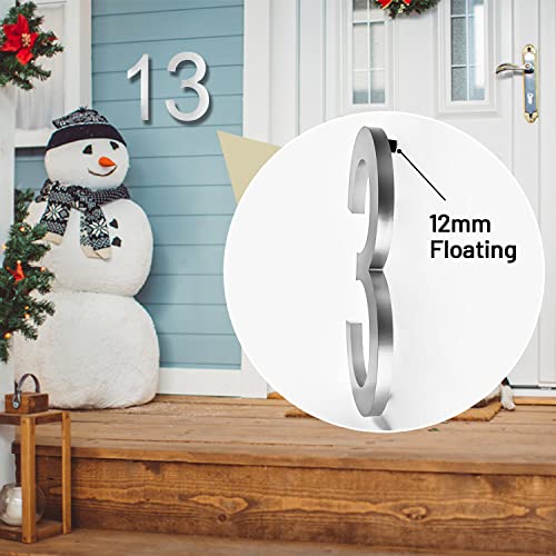 8 Inch Large House Numbers Floating Sliver House Numbers Plaques Modern Door Numbers Plates Signs with Nail Kit for Outside Wall Address Garden Mailbox Dec Strong Sliver Acrylic Material (D) - Image 4