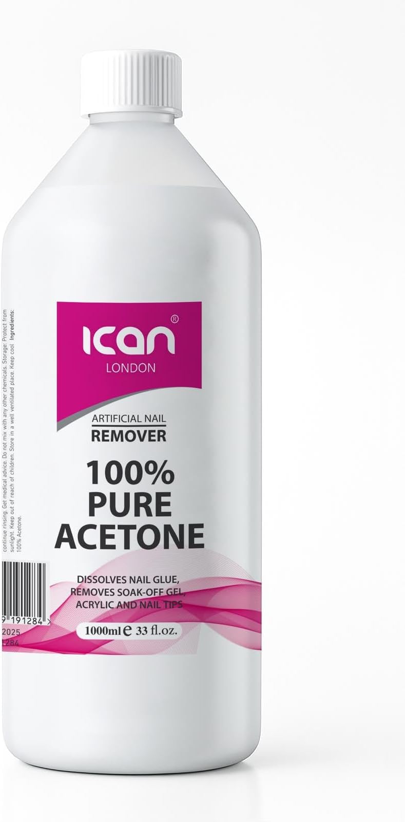 ICAN LONDON 100% Pure Acetone Nail Polish Remover UV GEL Soak Off 1litre (1000ml)