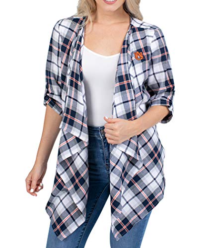 UG Apparel NCAA Auburn Tigers Womens Plaid Cardi, Navy, Medium