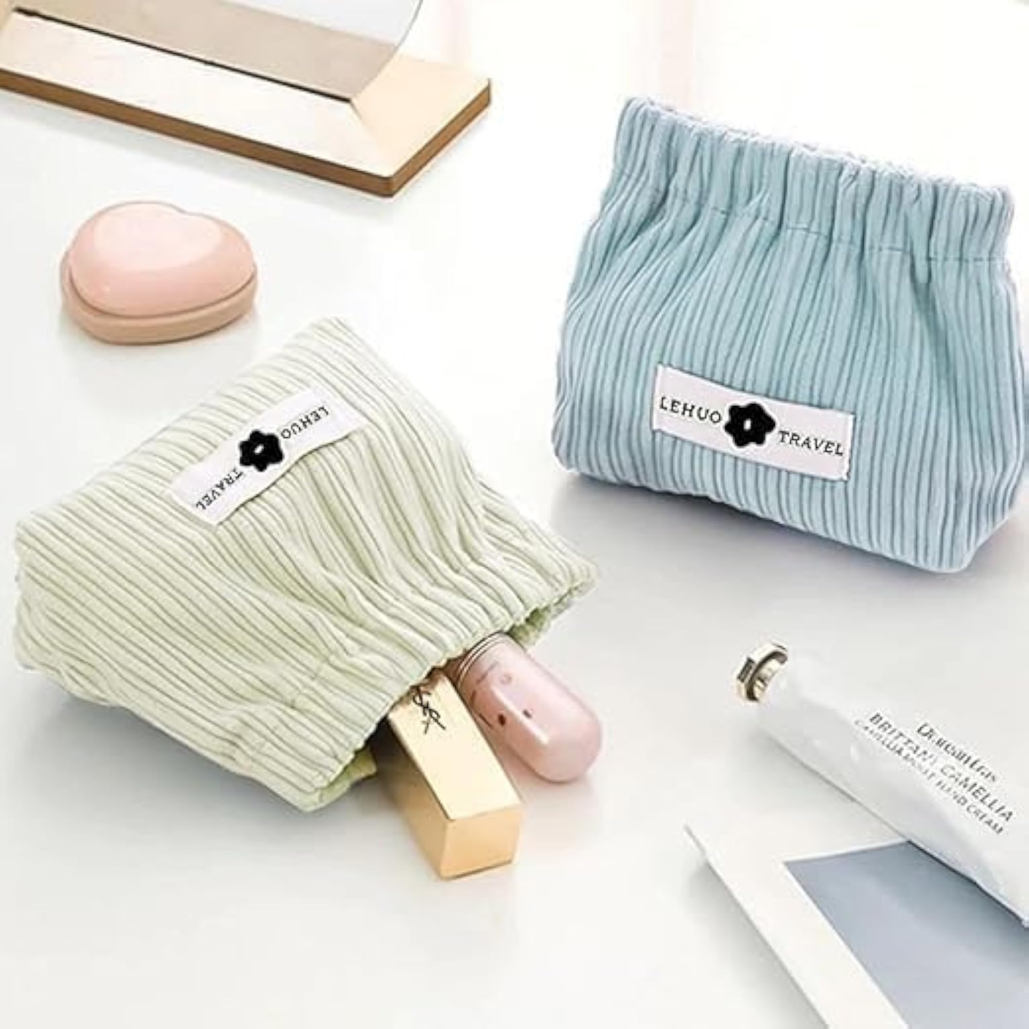 Mini Corduroy Elastic Makeup Storage Bag for Women