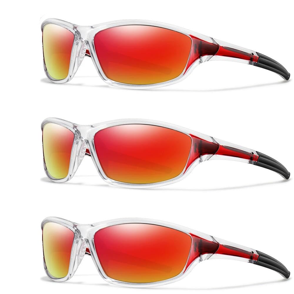 DYRBF Occhiali da ciclismo polarizzati da uomo, occhiali da sole sportivi, protezione UV400, confezione da 3 lenti TAC, montatura in policarbonato, occhiali leggeri per guida ed escursionismo, per