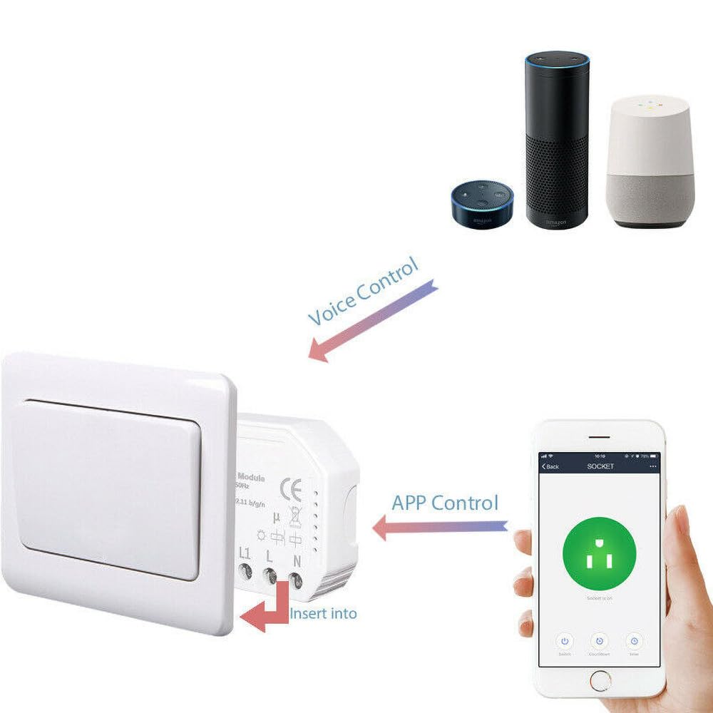2 módulos de interruptor de luz inteligente, módulo de interruptor de cortina inteligente WiFi, módulo de interruptor de pared de bricolaje, interruptor inteligente funciona compatible con la