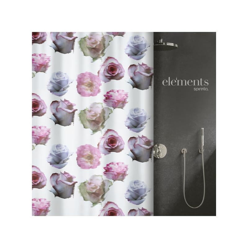 Rideau de douche 240x180cm Spirella Muse rose pour une salle de bain zen et sèche