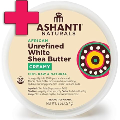 Ashanti Naturals Bundle - Yellow Creamy Shea Butter 8 ounces | White Creamy Shea Butter 8 ounces Cover
