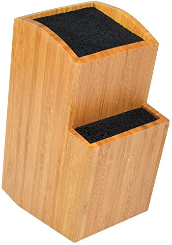 Bamboo Universal Knife Block - Extra Large Two-tiered Slotless Wooden Knife Stand, Organizer