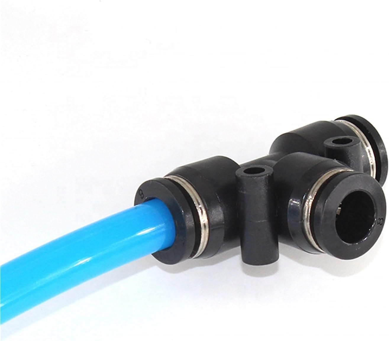 Air Pipe Connectors Plastic Quick Connect Tee Tube Joints Air Hose Fittings PE Pneumatic Connector 2Pcs(PE10)