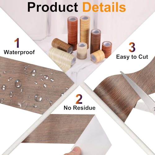 Image of PATIKIL Wood Grain Tape 4.7 inch x 32 ft, Self-Adhesive Wood Texture Repair Tape Realistic Wooden Effect Patch for Furniture Cabinets Floor Walls, Ebony