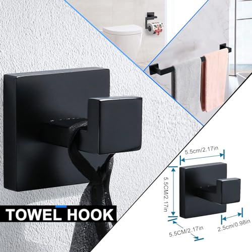 YACVCL 5 Pieces Bathroom Hardware Accessories Set Black Towel Bar Set Towel Holder Racks Set for Bathroom,Wall Mounted Stainless Steel,23.6 Inch - Image 4