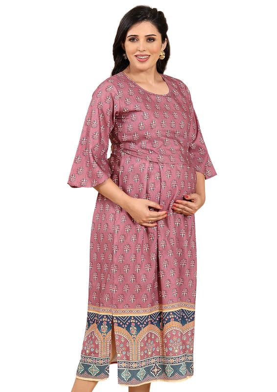 Image of RITIJYA Zipless Feeding Kurtis & Dresses for Women | Zipless Maternity Wear Gown Pregnancy Dress for Nursing Mothers | Viscose Rayon | Stylish & Comfortable | S to 4XL | Washable & Durable