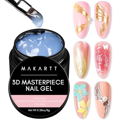 Makartt 3D Gel Nail Art: 3d Sculpting Gel for Nail Art Mirror Chrome Nail Powder Gels Polish Craving 3D Metal Painting Drawing Design Sculpture Gels Nail Decoration Manicure DIY