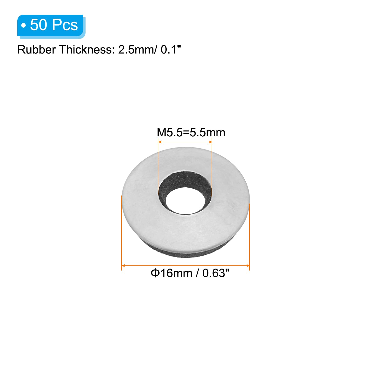 PATIKIL 7/32"x5/8" EPDM Bonded Sealing Washers - Image 2