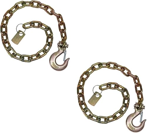 Miniatura 7 de Mytee Products Paquete de 8 cadenas de seguridad para remolque de 38 x 36 pulgadas con ganchos de agarre de horquilla y clip de seguridad, cadena de
