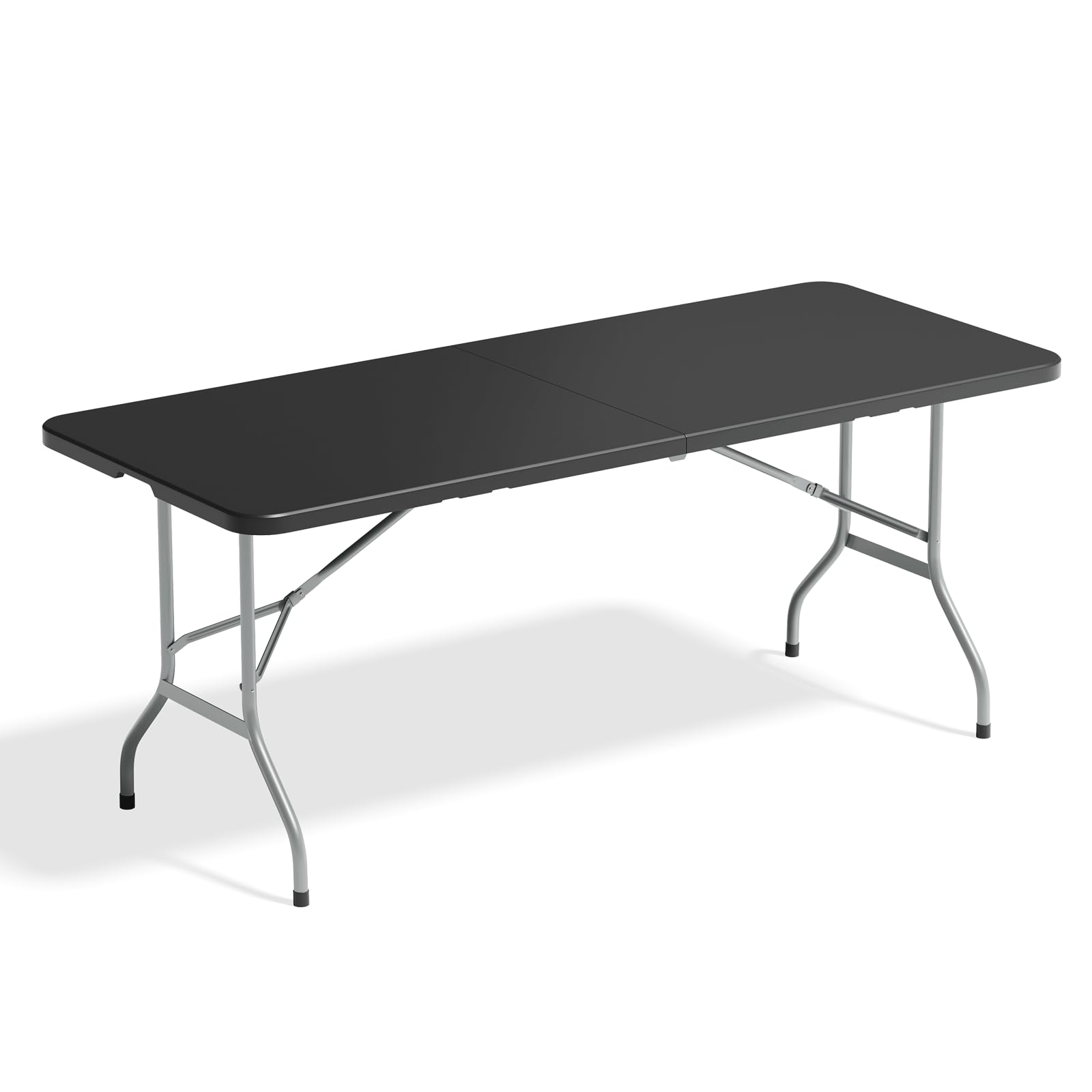 SFIHOME 94' Folding Table, Collapsible Camping Table, Rectangular Picnic Table with Steel Frame, Stable Legs Design, Easy Carry and Storage, Plastic