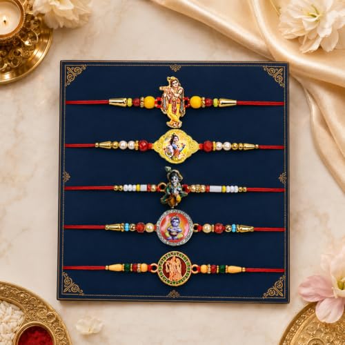 Image of Oblivion Rakhi For Brother - Elegant Stylish God Designer Rakhi with Beads and Silver Colour Pooja Coin, Tilak Set & Greeting Card - Traditional Raksha Bandhan Combo for Bhai