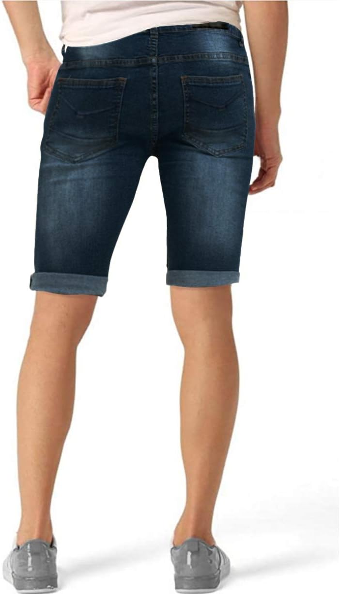 ETHANOL Men's Super Comfy Stretch Flex Slim Fit Denim Twill 11 inch Shorts - Image 3