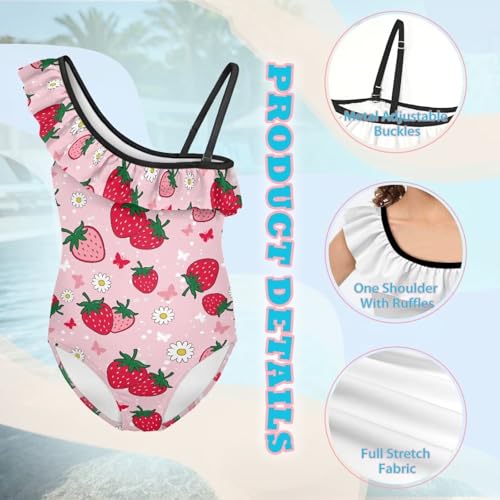 Image of Girls One Piece Swimsuit Ruffled Halter Bathing Suit with Adjustable Strap Beach Sport Swimwear for 3-14 Years